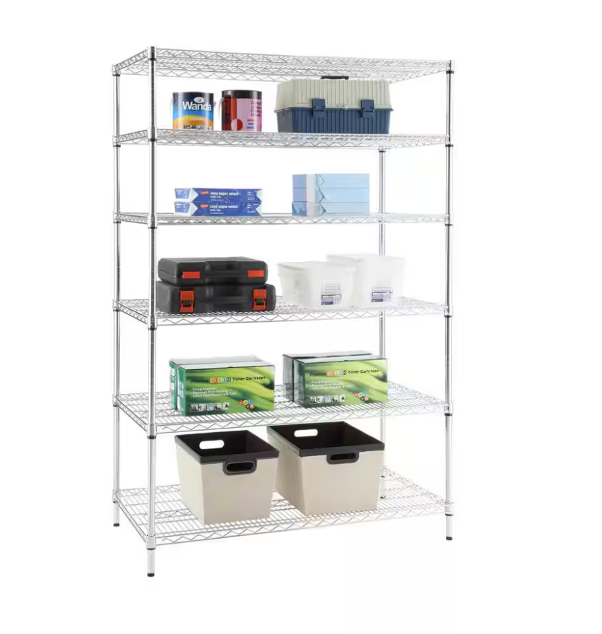 Heavy Duty 6-Tier Commercial Grade Steel Wire Shelving Unit in Chrome (48 in. W x 72 in. H x 24 in. D.