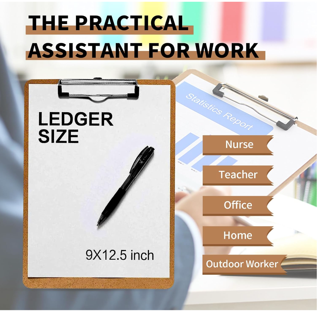 6 Pack Hardboard Office Clipboards 8.5x11 Standard Letter Size