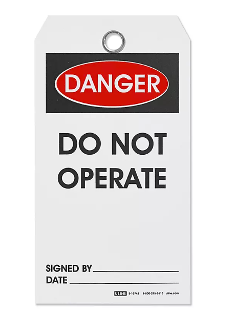 Machinery Tags - "Danger: Do Not Operate" 25pcs