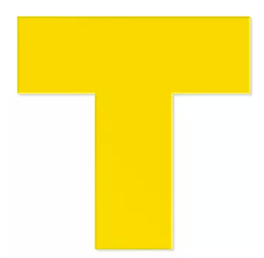 Safety Tape Shapes - 6 x 6 x 2", T-Shape Yellow