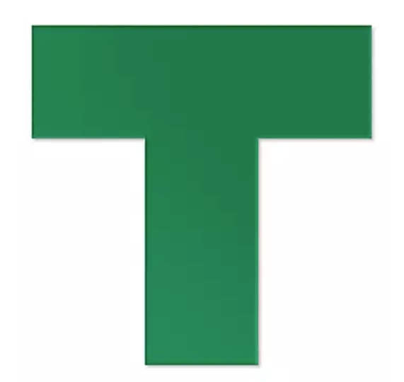 Safety Tape Shapes - 6 x 6 x 2", T-Shape Green