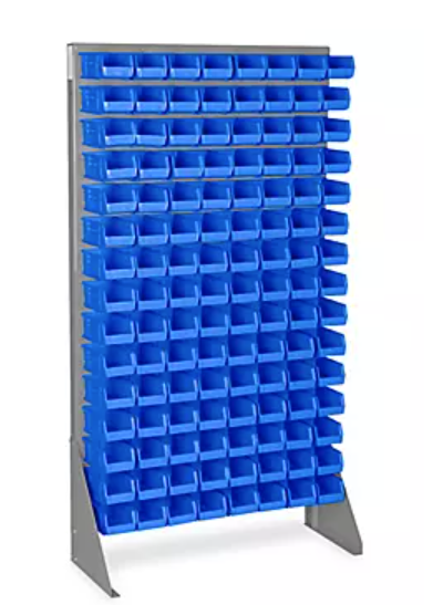Single Sided Floor Rack Bin Organizer with 7 1⁄2 x 4 x 3" Bins