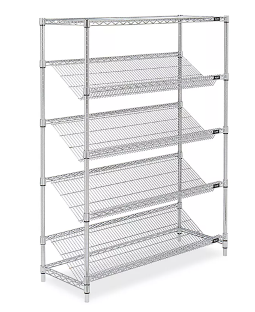 Slanted Wire Shelving - 48 x 18 x 63"