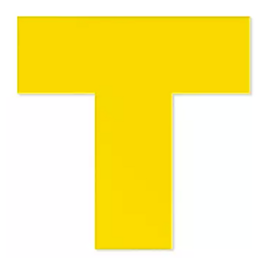 Safety Tape Shapes - 6 x 6 x 2", T-Shape Yellow