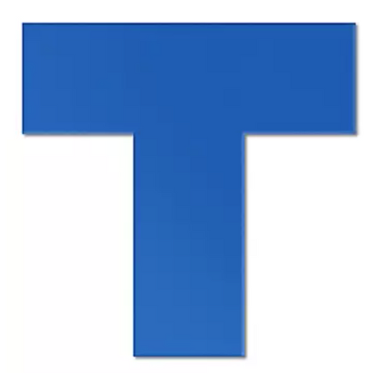 Safety Tape Shapes - 6 x 6 x 2", T-Shape Blue