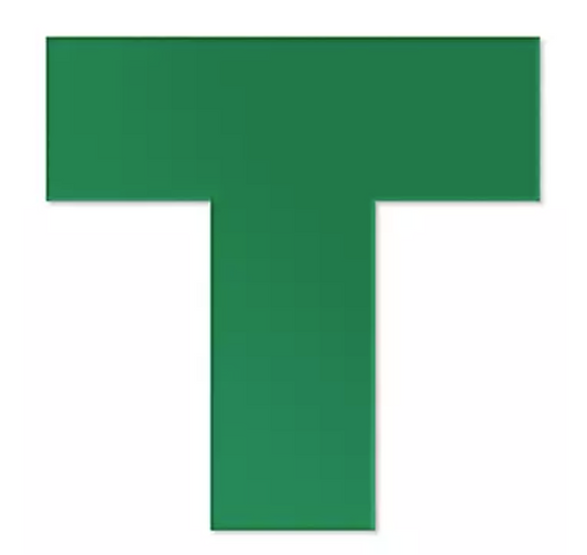 Safety Tape Shapes - 6 x 6 x 2", T-Shape Green